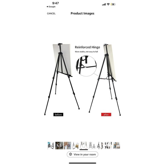 RRFTOK Portable Artist Easel Tripod Stand w/Bag–Adjustable Height, Black Metal - Picture 3 of 16